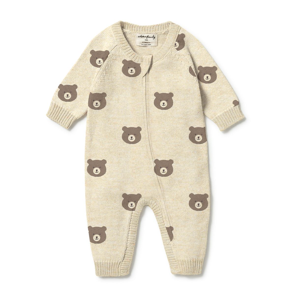 Beary Cute Organic Knitted Jacquard Growsuit