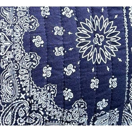 La Plage Ruffle Pouch Patchwork Bandana Navy