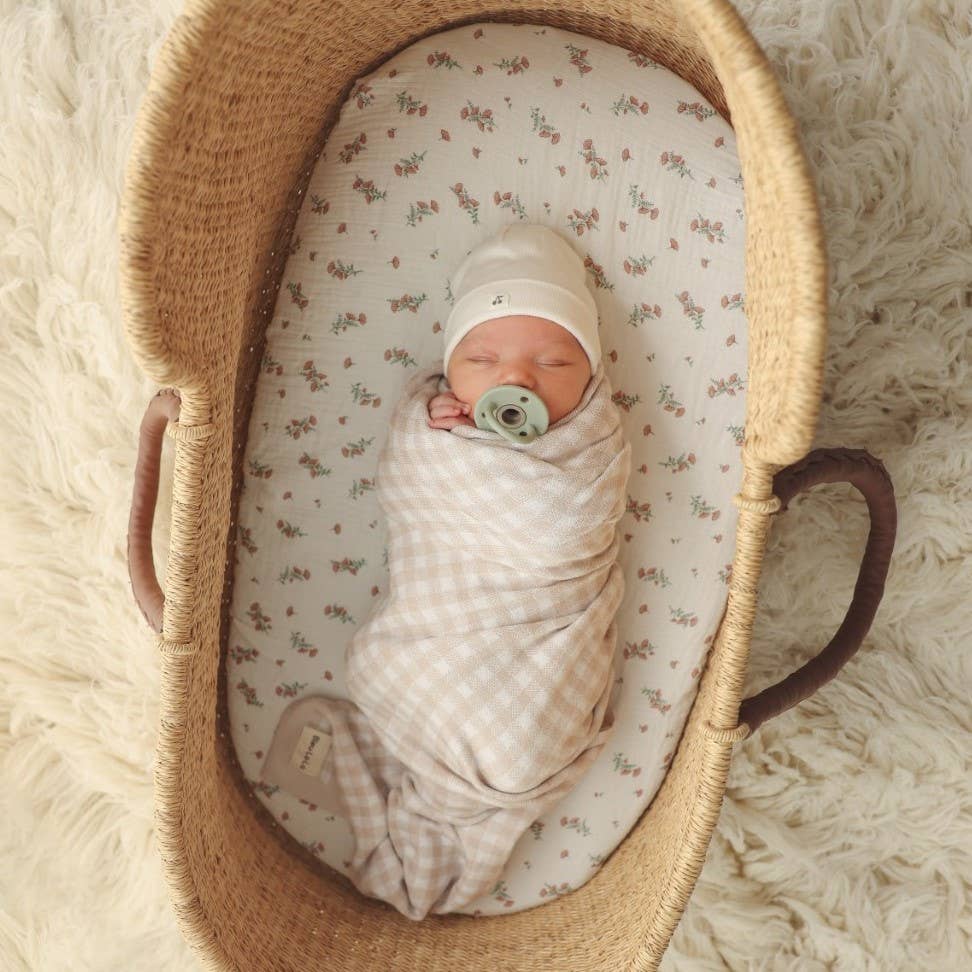 Swaddle Baby Blanket - Plaid: Beige
