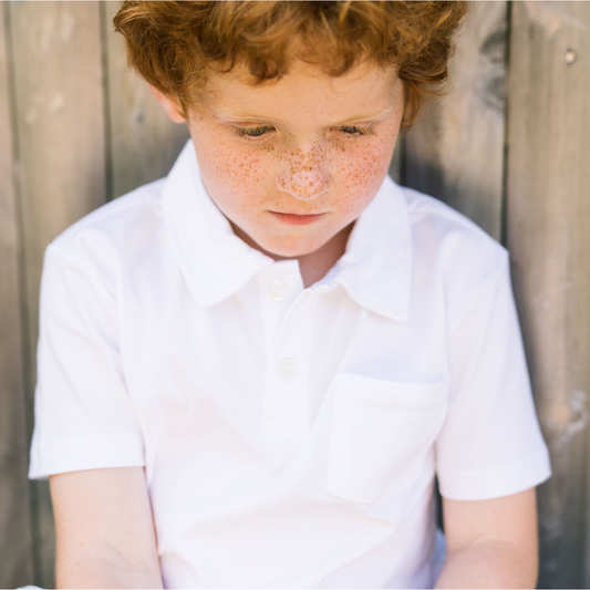 boys white cotton polo