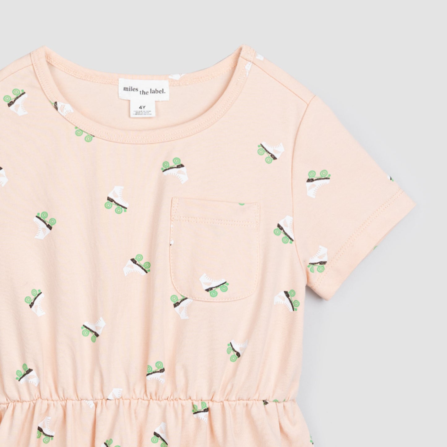 Roller Skates Print on Light Pink Jersey Dress