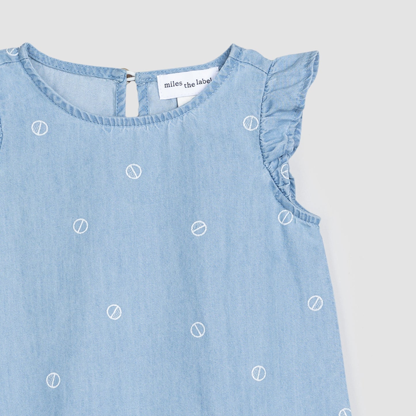Wheel Print on Chambray Sleeveless Dress