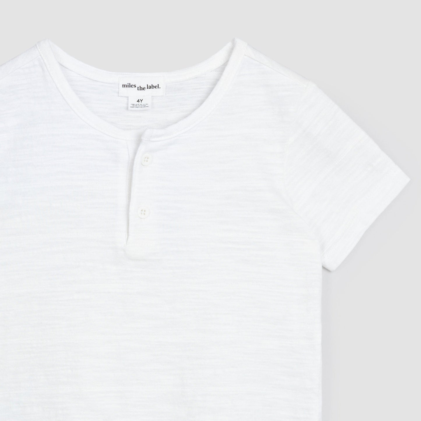 Short-Sleeve Textured Slub Jersey Off-White Henley