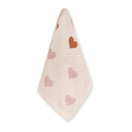 Loving Hearts - Organic Jacquard Sweater Knit Baby Blanket: Natural / One Size