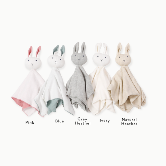 Bunny -Organic Baby Lovey Security Knit Blanket Cuddle Cloth: Ivory