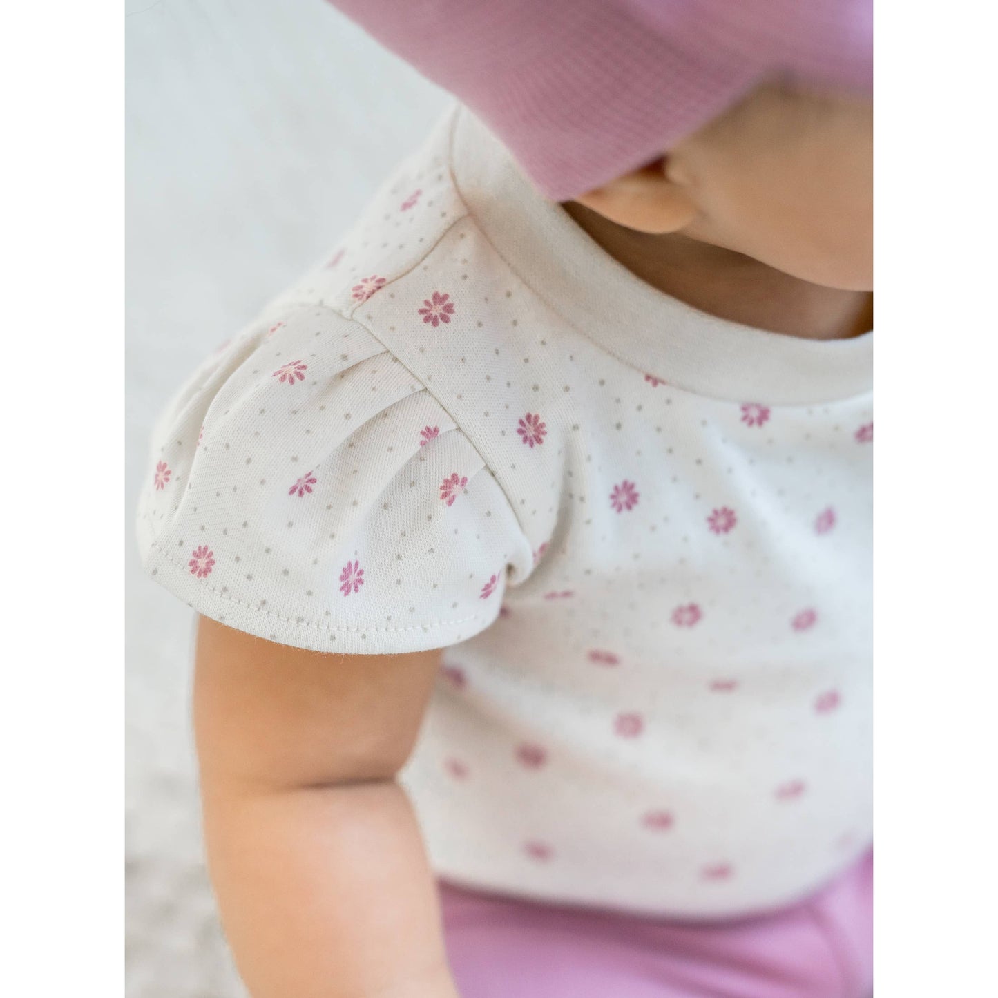 Organic Pearl Petal Sleeve Bodysuit - Carla Floral / Punch