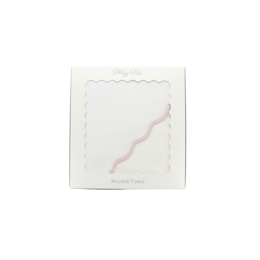 Terry Tots - Hooded Towel - Pink Stripe Trim