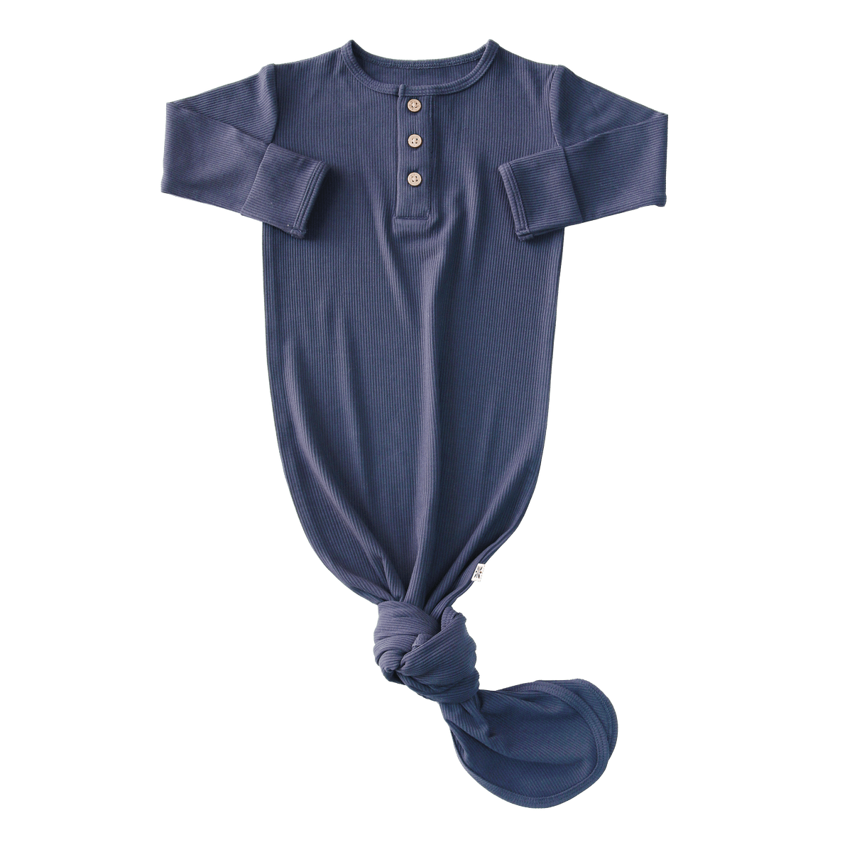Sweet Bamboo - Knotted Gown Navy Blue Rib: Navy Blue Rib / Neutral / OS