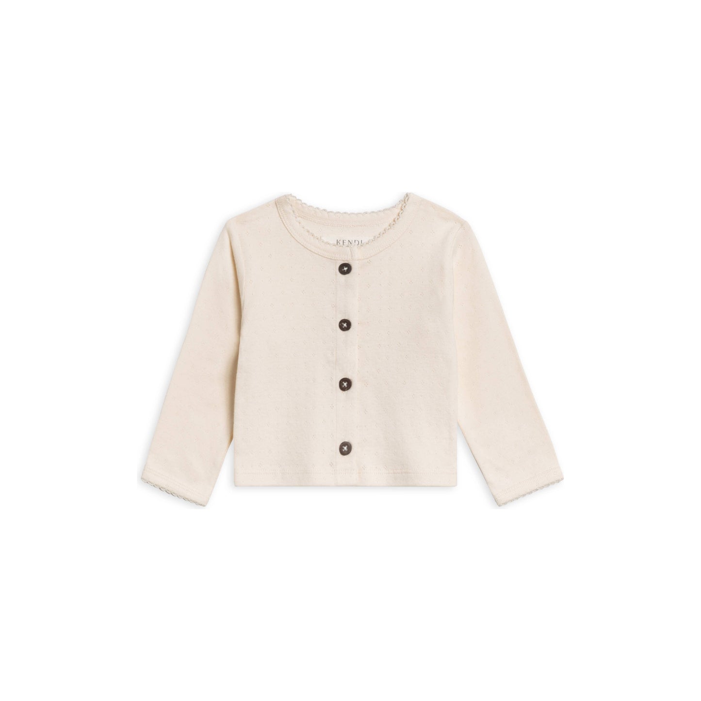 Organic Clara Pointelle Button Down Cardigan - Ivory