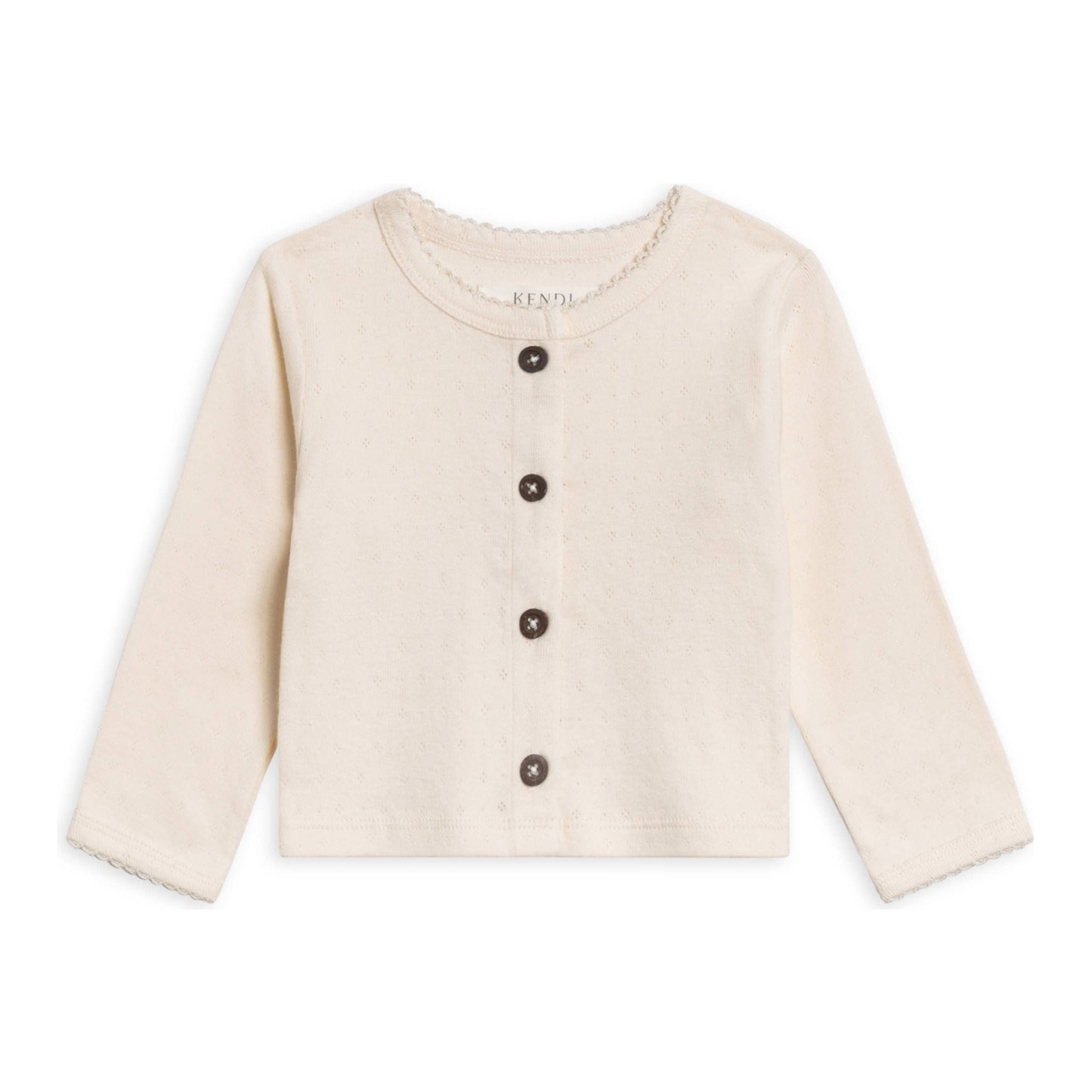 Organic Clara Pointelle Button Down Cardigan - Ivory