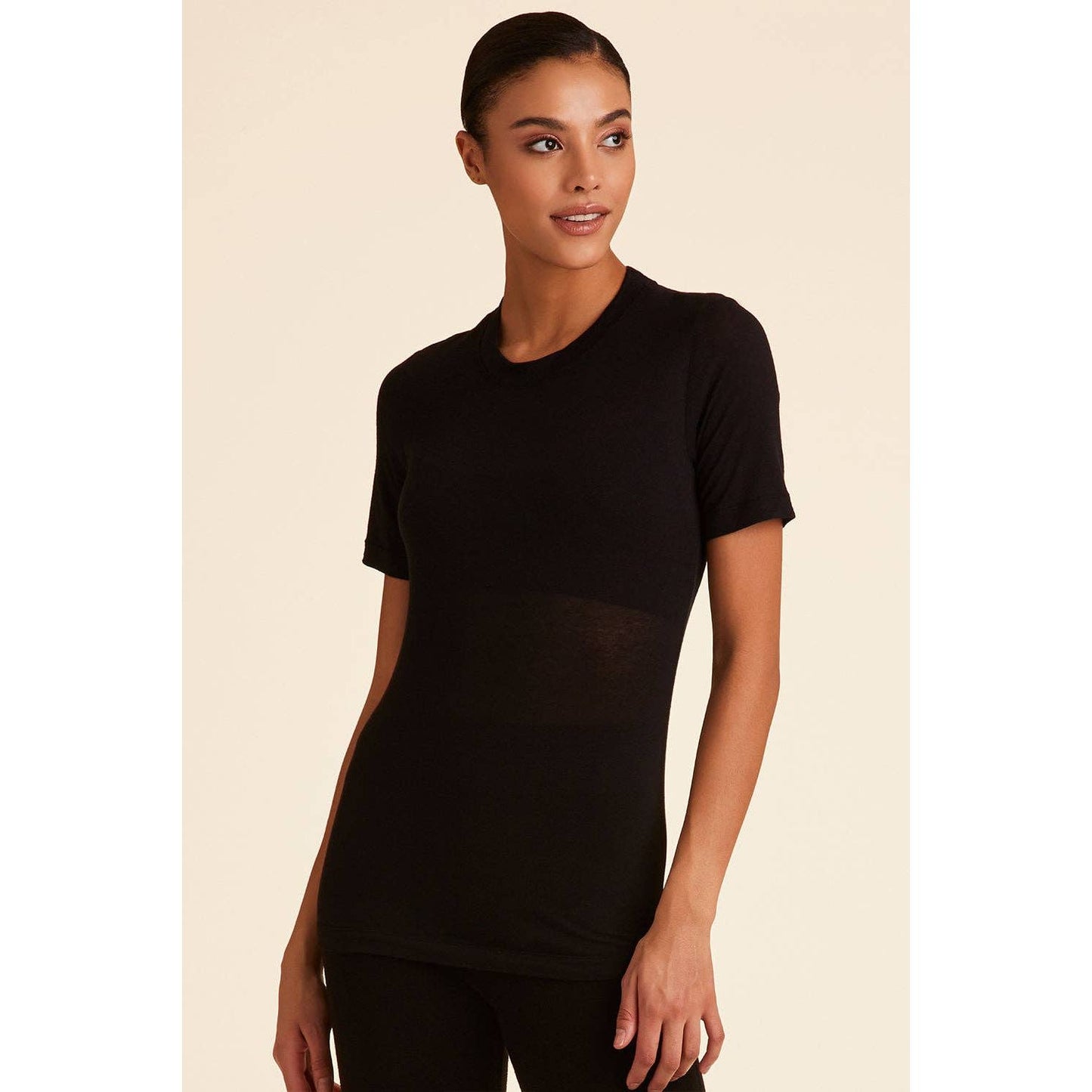 Washable Cashmere Tee: Black
