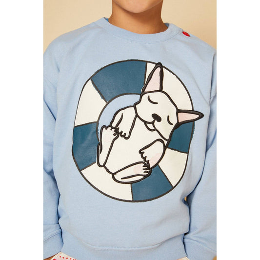 Recycled Cotton Frenchie Kid Sweatshirt: Placid Blue