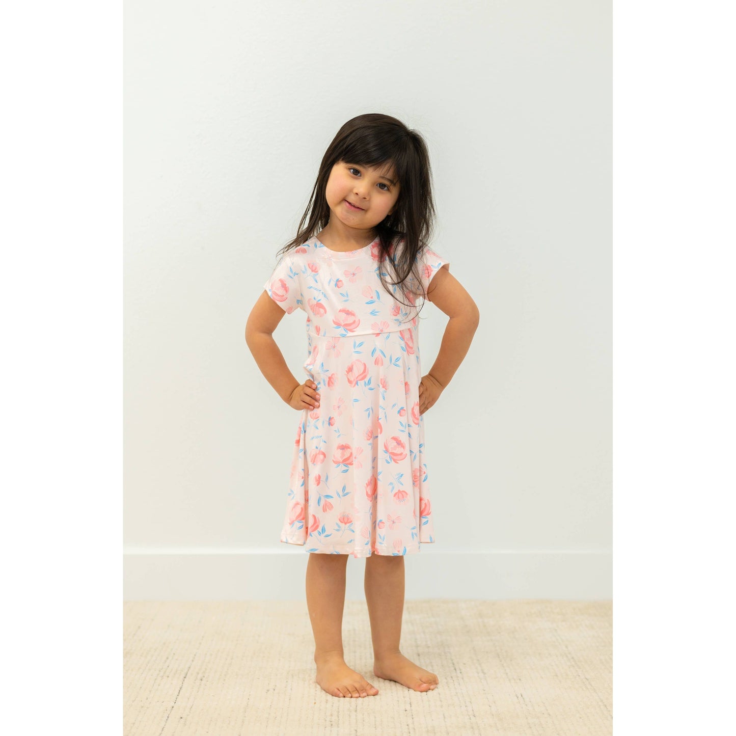Swirly Girl Dress w/Cap Sleeve - Peony Pink