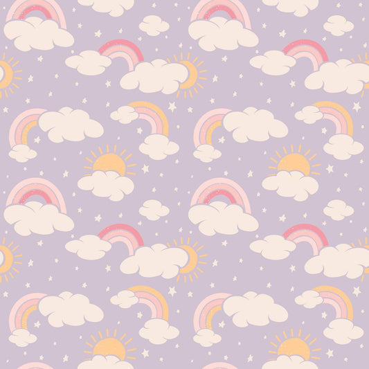 Swirly Girl Dress w/Cap Sleeve - Rainbow Clouds