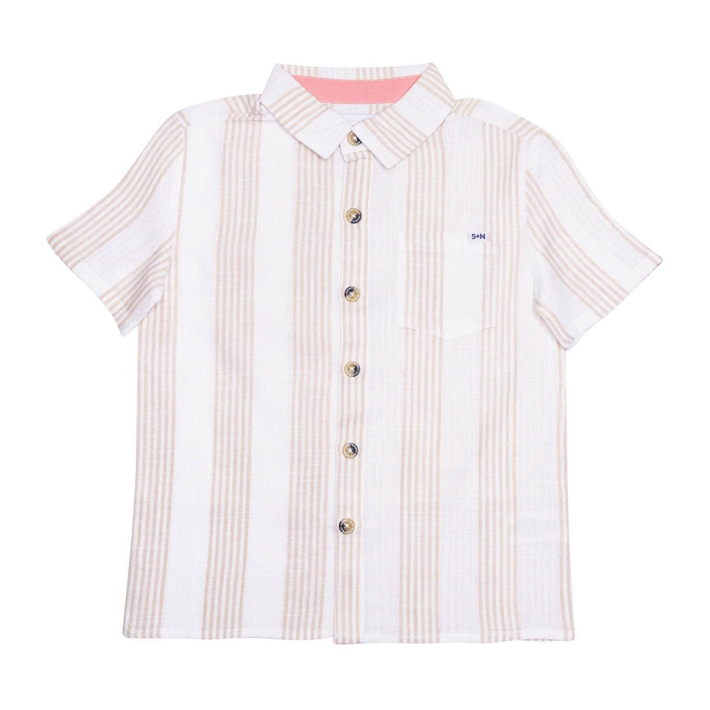 Campbell Linen Shirt in Desert Mirage Stripe: Beige