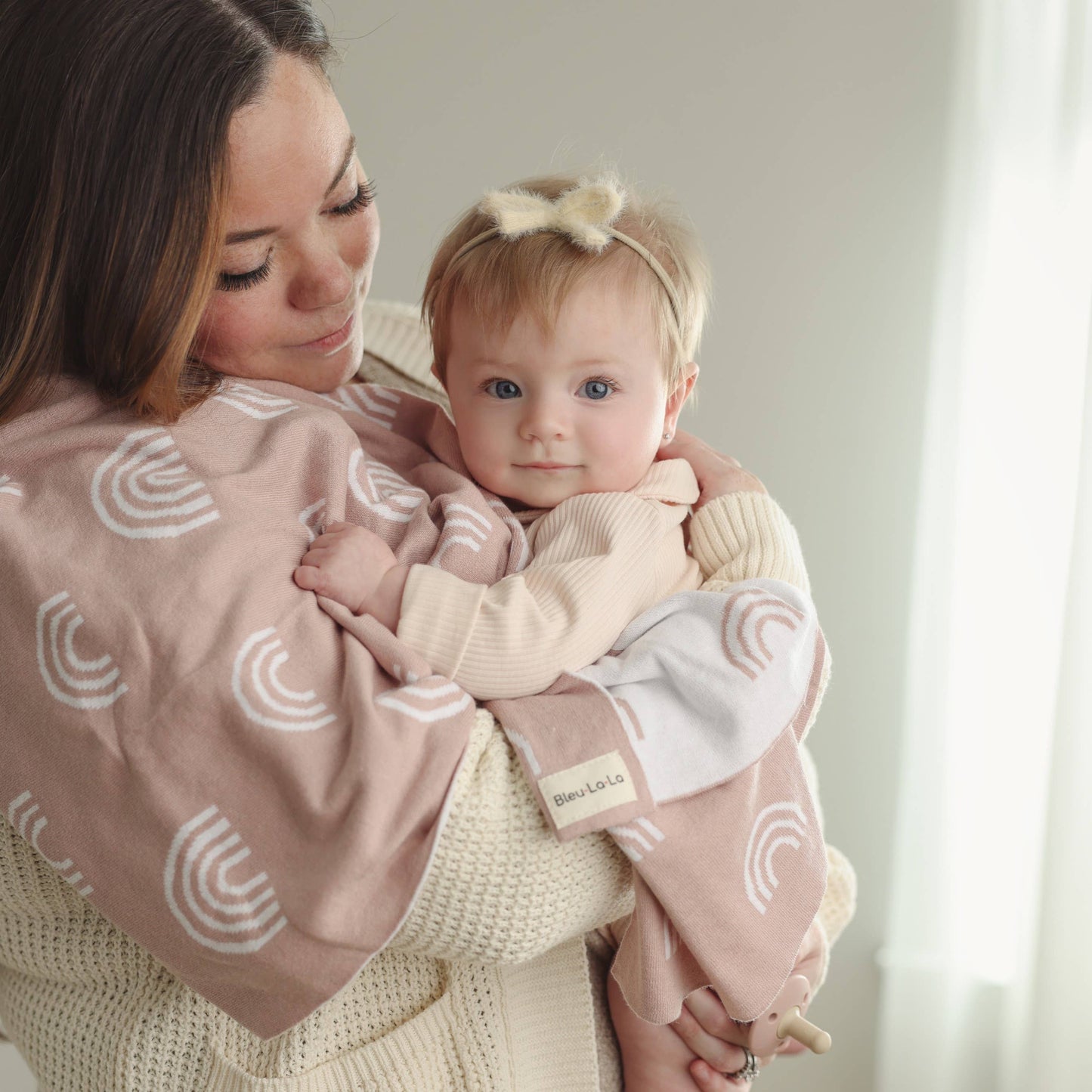 Rainbow Knit Swaddle Blanket - Brown