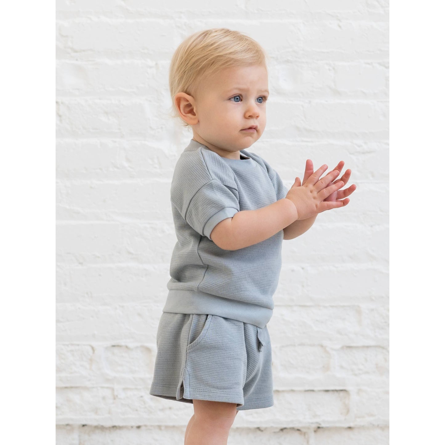 Organic Baby & Kids Avery Waffle Short - Mist