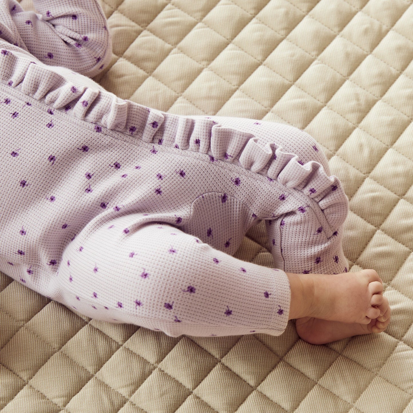 Lulu Daisy Organic Waffle Ruffle Zipsuit