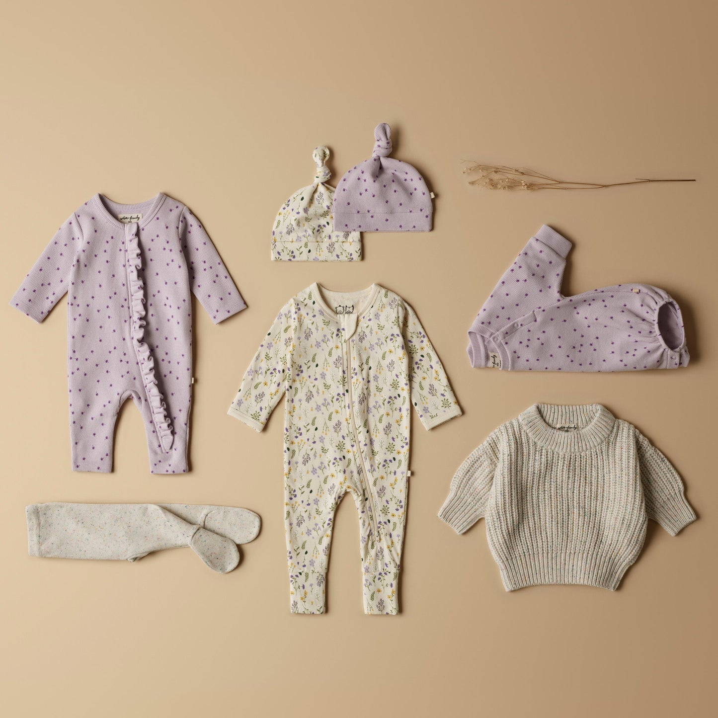 Lulu Daisy Organic Waffle Ruffle Zipsuit