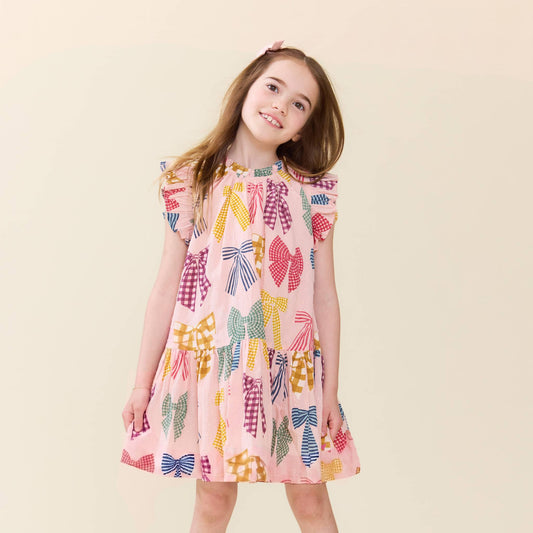 Girls Harper Dress - Patterned Bows