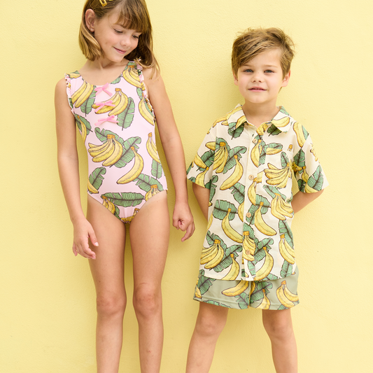 Boys Swim Trunk - Green Banana Leaves