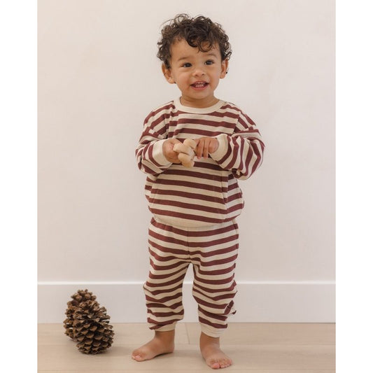 WAFFLE SLOUCH SET || BLACK CHERRY STRIPE