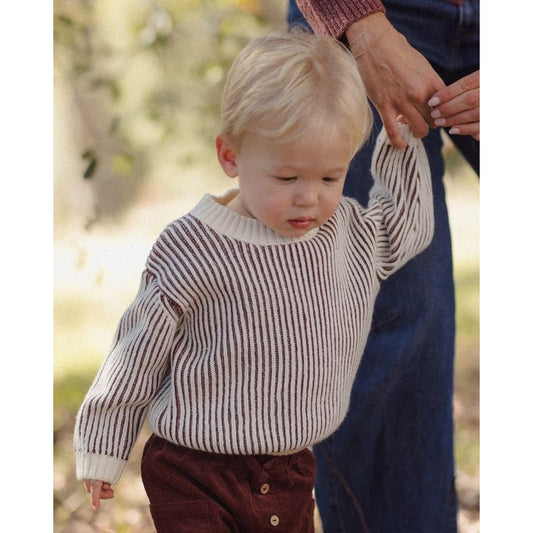 RELAXED KNIT SWEATER || BLACK CHERRY STRIPE