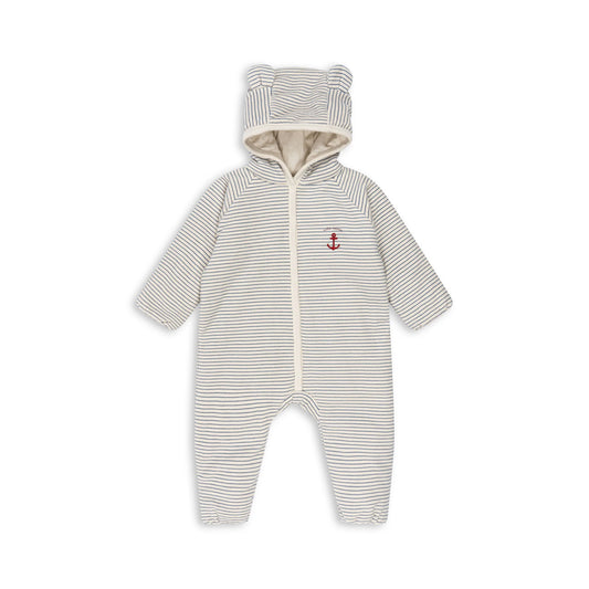 ITTY ONESIE WITH HOOD - STRIPE BLUE