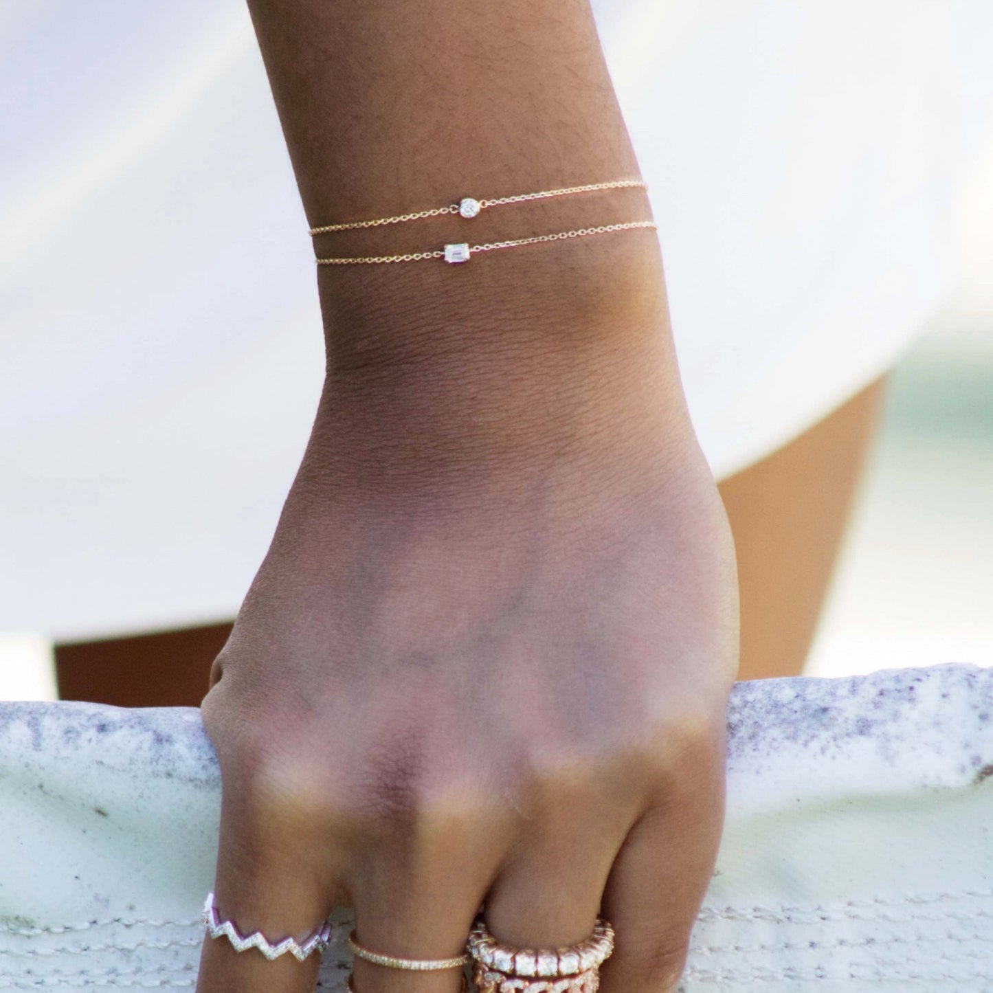 Adjustable Bezel Round Diamond Bracelet