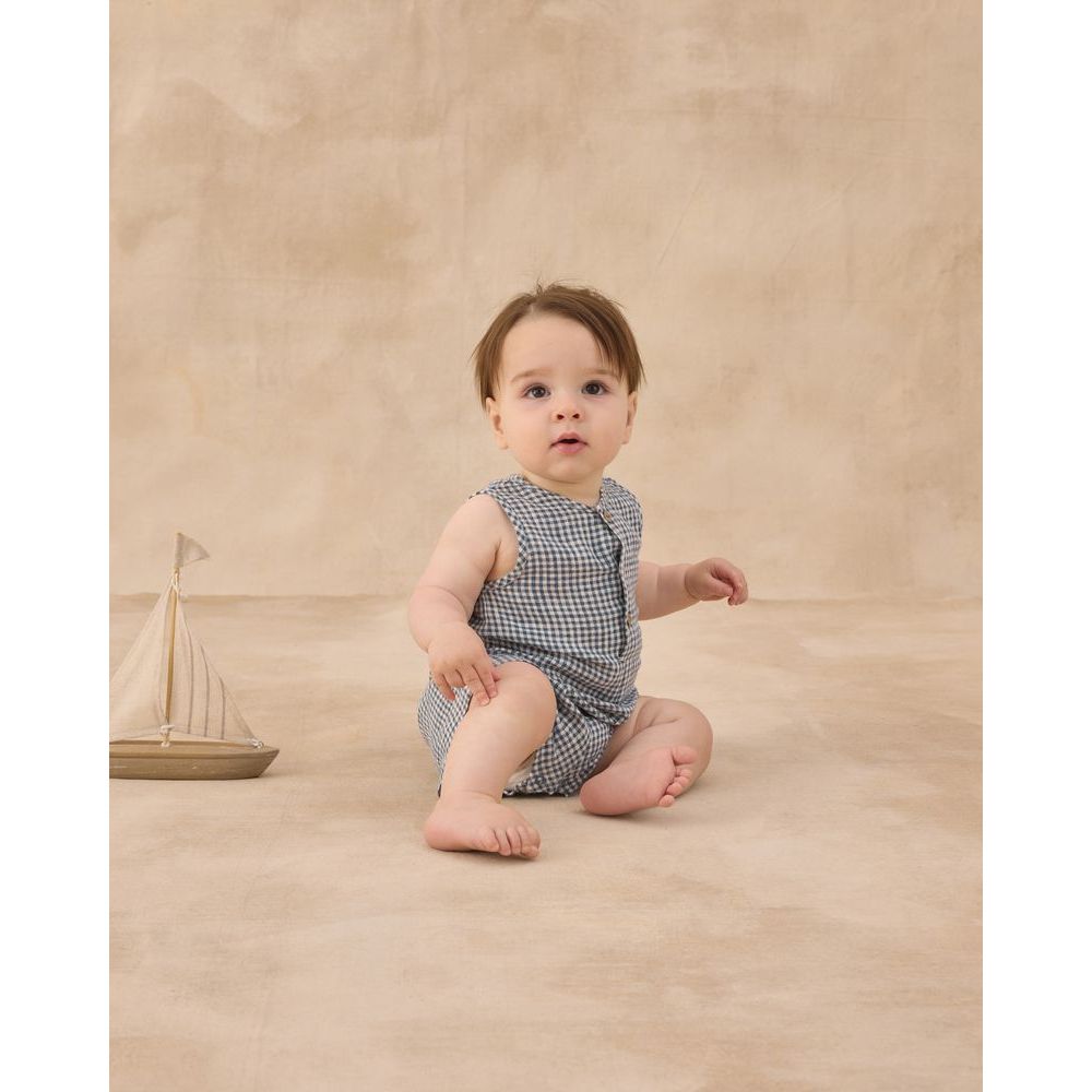 Mavrick Romper || Marine Gingham