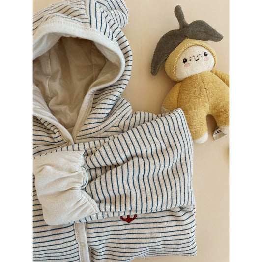 ITTY ONESIE WITH HOOD - STRIPE BLUE