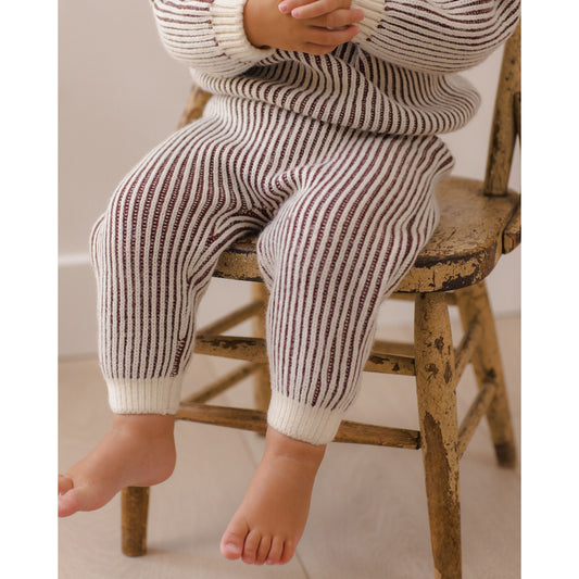CHUNKY KNIT PANT || CHERRY STRIPE