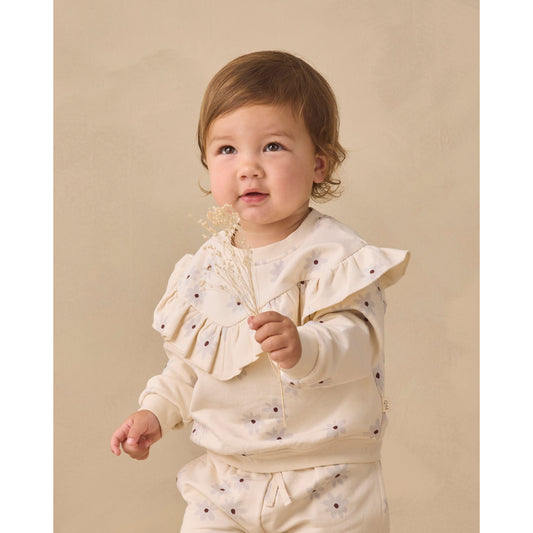 RUFFLE FLEECE SWEATSHIRT || BLUE DAISY