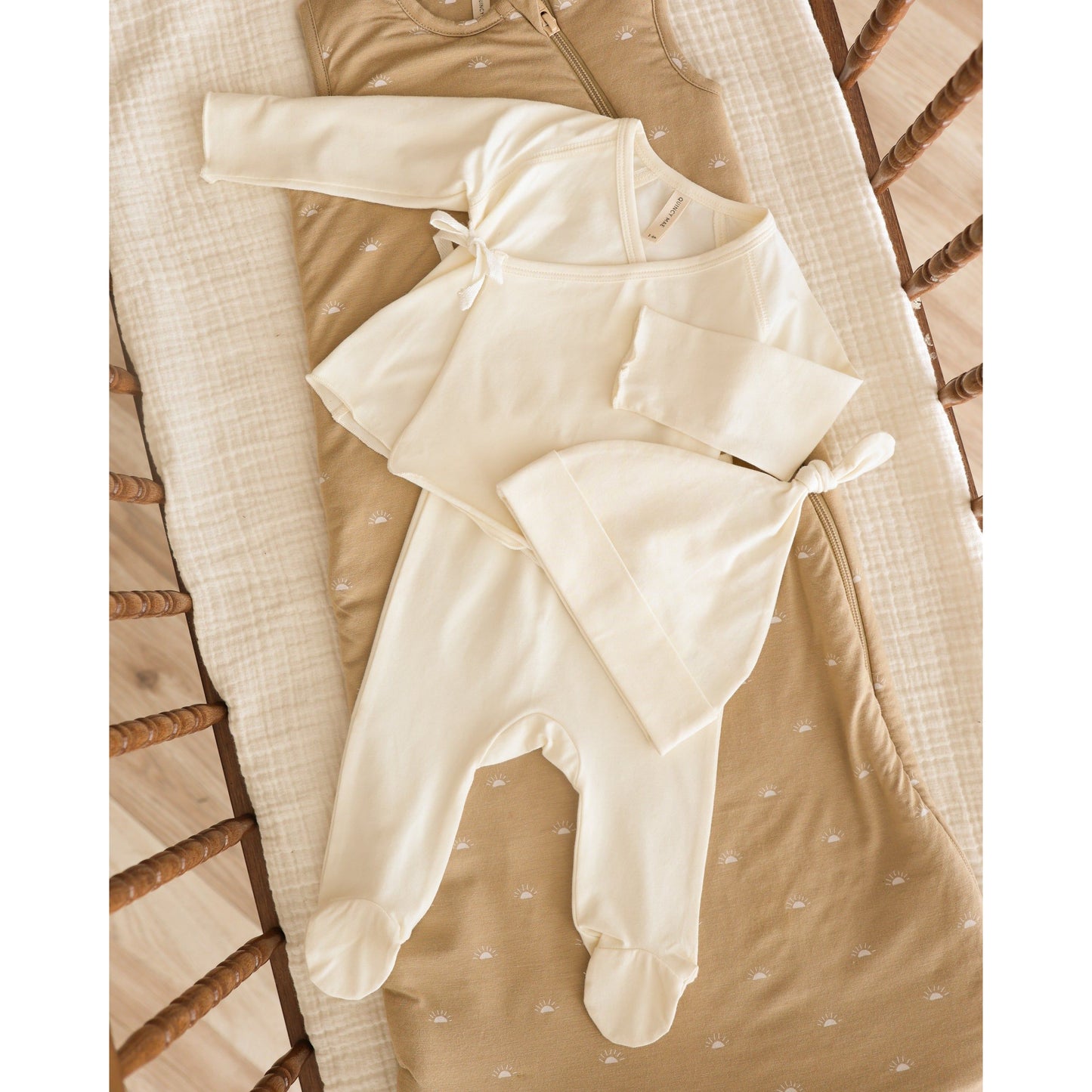 Wrap Top + Footed Pant Set || Ivory - Rylee + Cru | Kids Clothes | Trendy Baby Clothes | Modern Infant Outfits |