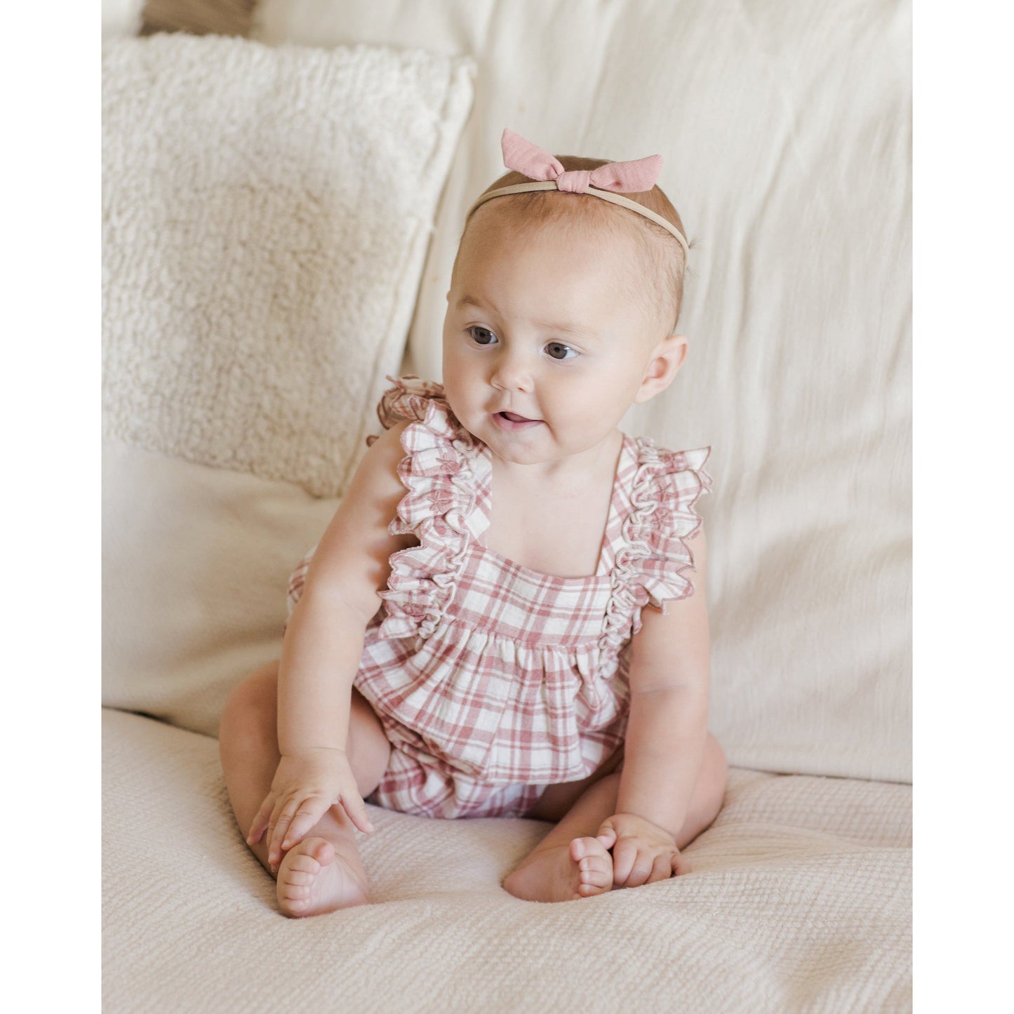 maya romper || pink plaid