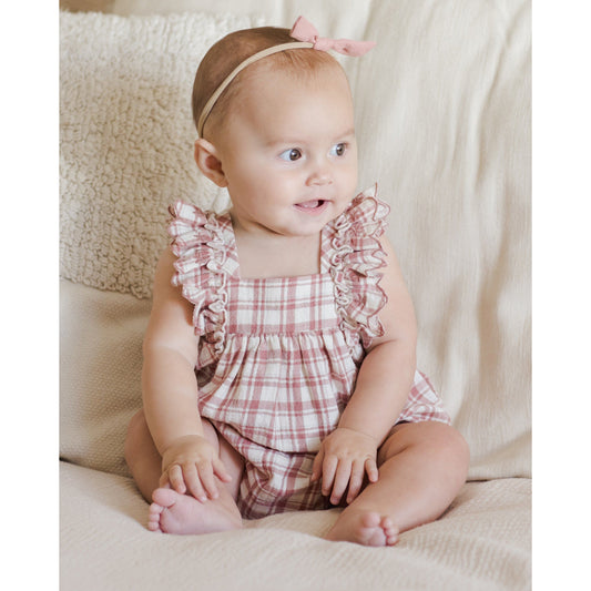 maya romper || pink plaid