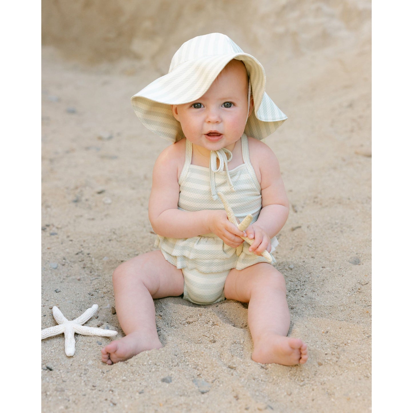ruffled one-piece swimsuit || mint stripe