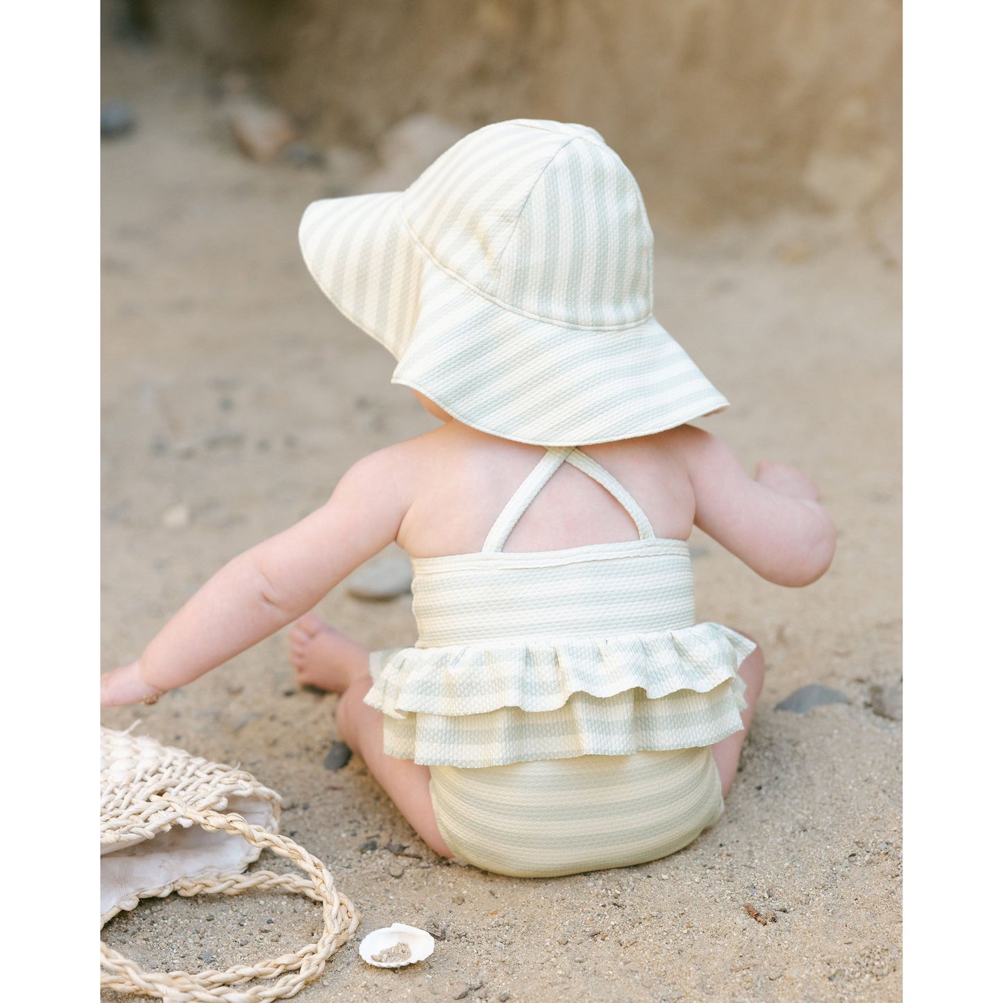 ruffled one-piece swimsuit || mint stripe