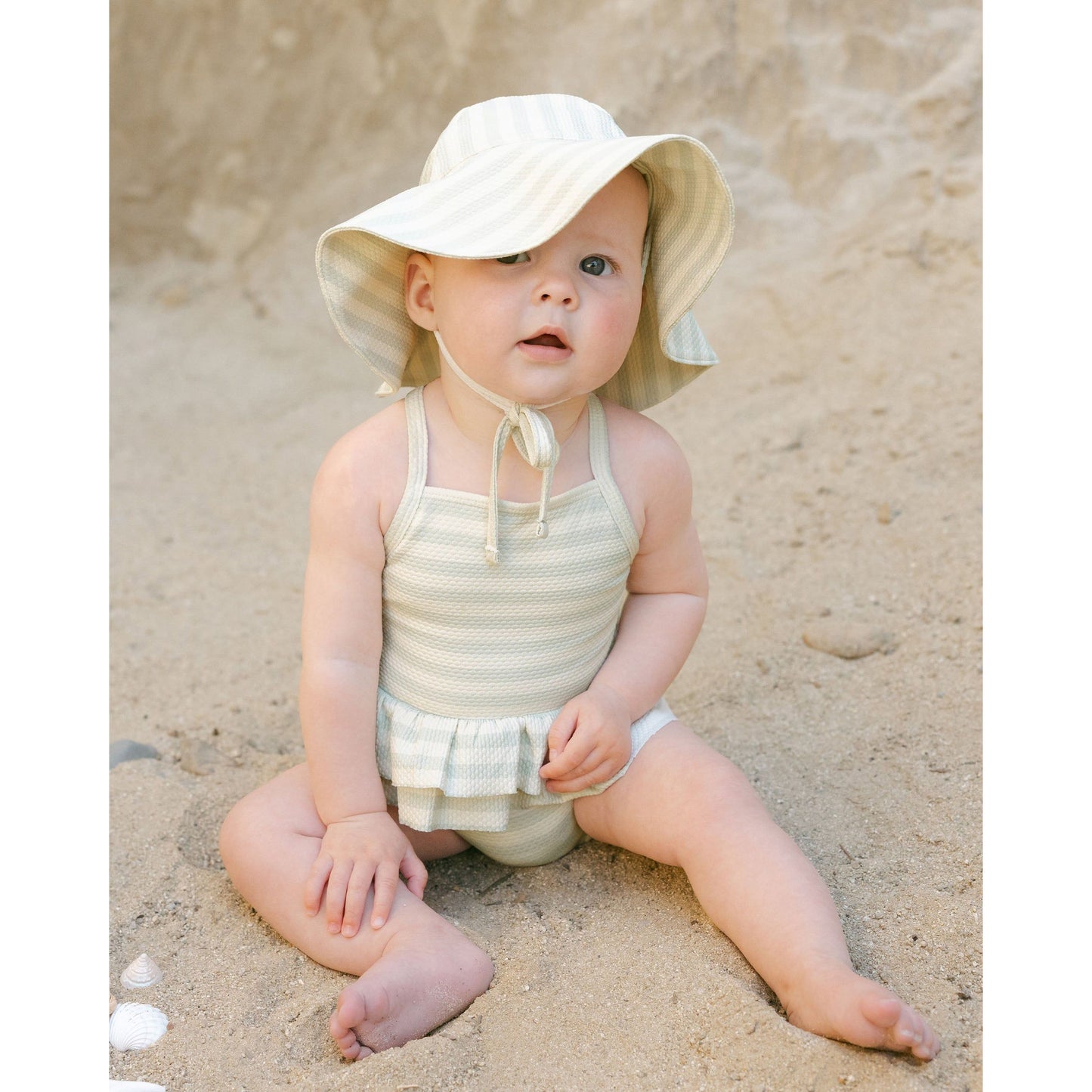 ruffled one-piece swimsuit || mint stripe