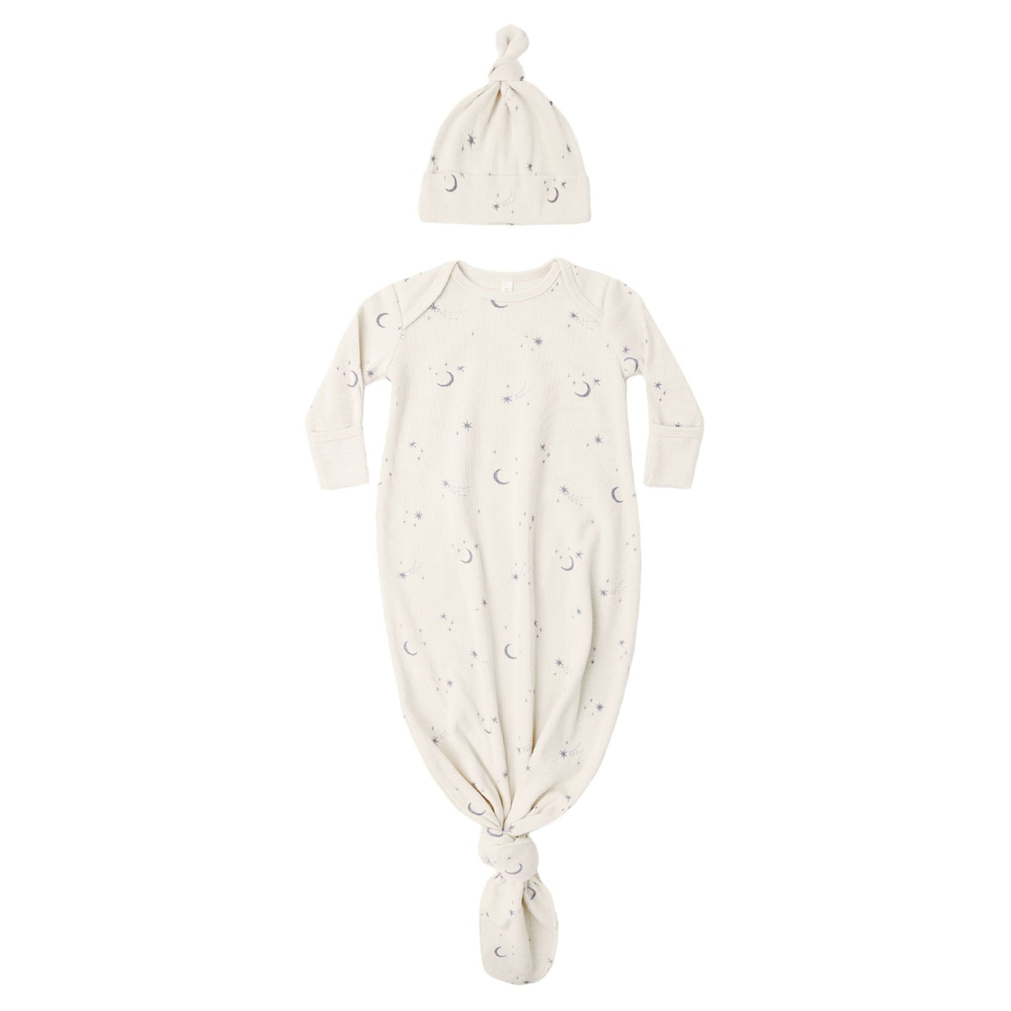 Knotted Baby Gown + Hat Set II Celestial