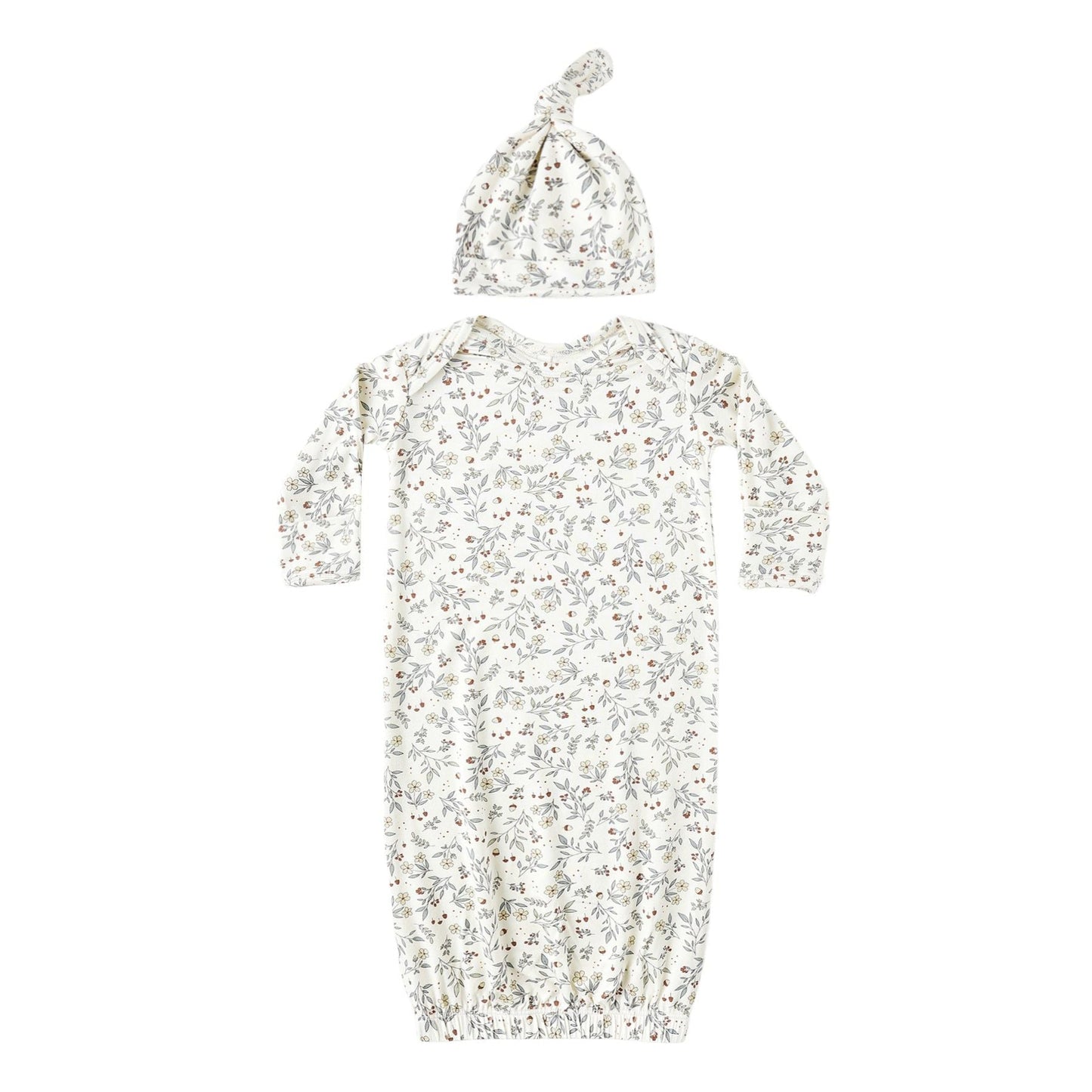 Bamboo Baby Gown + Hat Set || Woodland