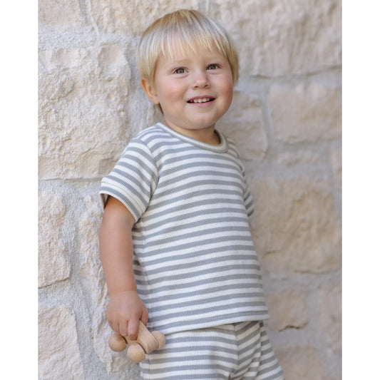 Waffle Shortie Set || Sage Stripe