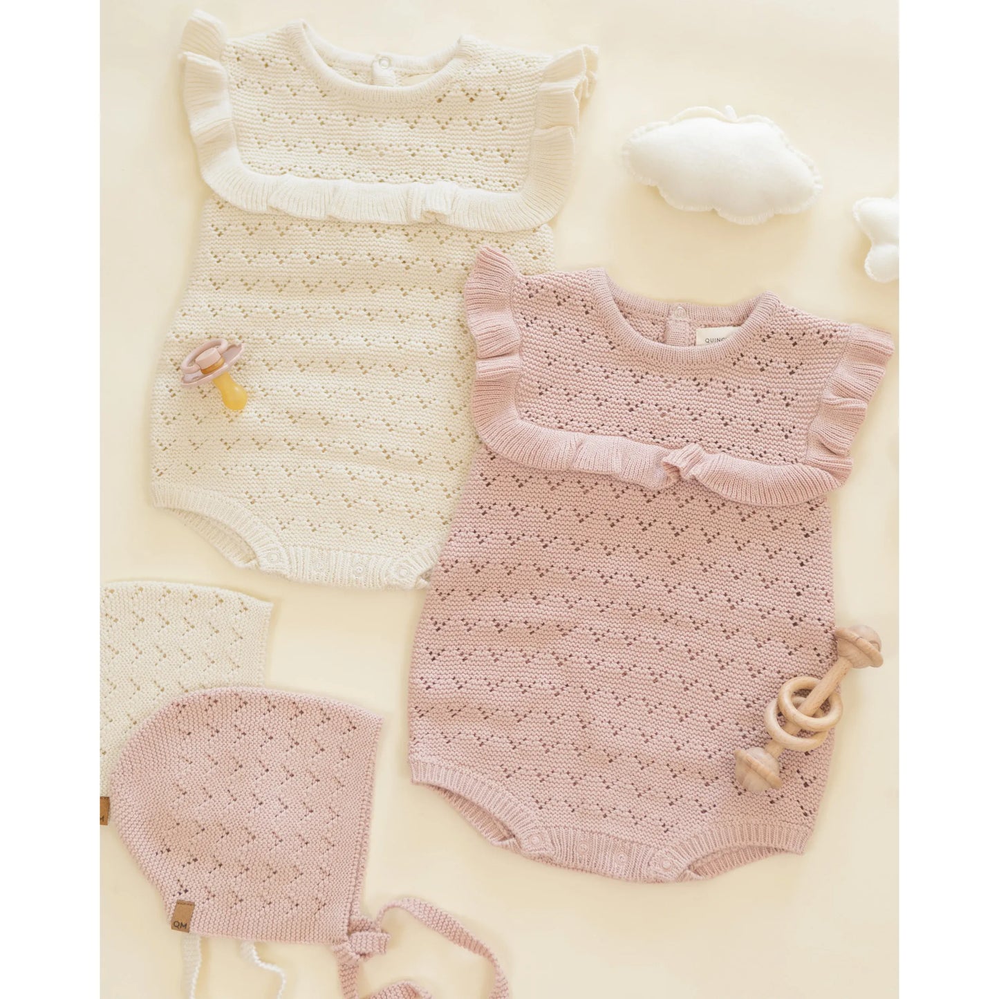 Pointelle Ruffle Romper || Blush