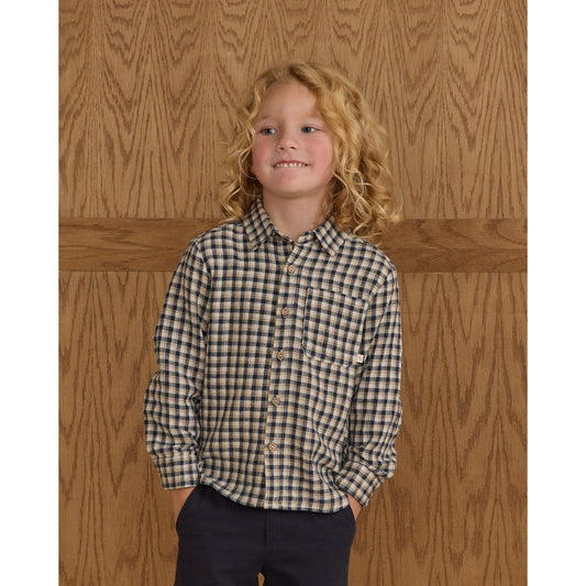 Collared Long Sleeve Shirt || Navy Check