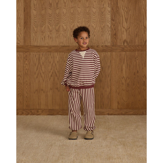 Oversized Crew || Burgundy Stripe