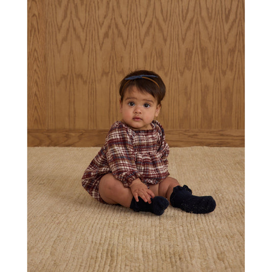Adelaide Romper || Burgundy Plaid
