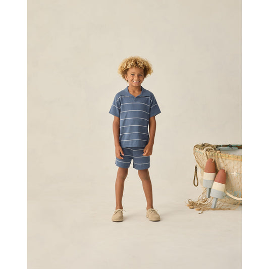 Chandler Knit Polo || Navy Stripe