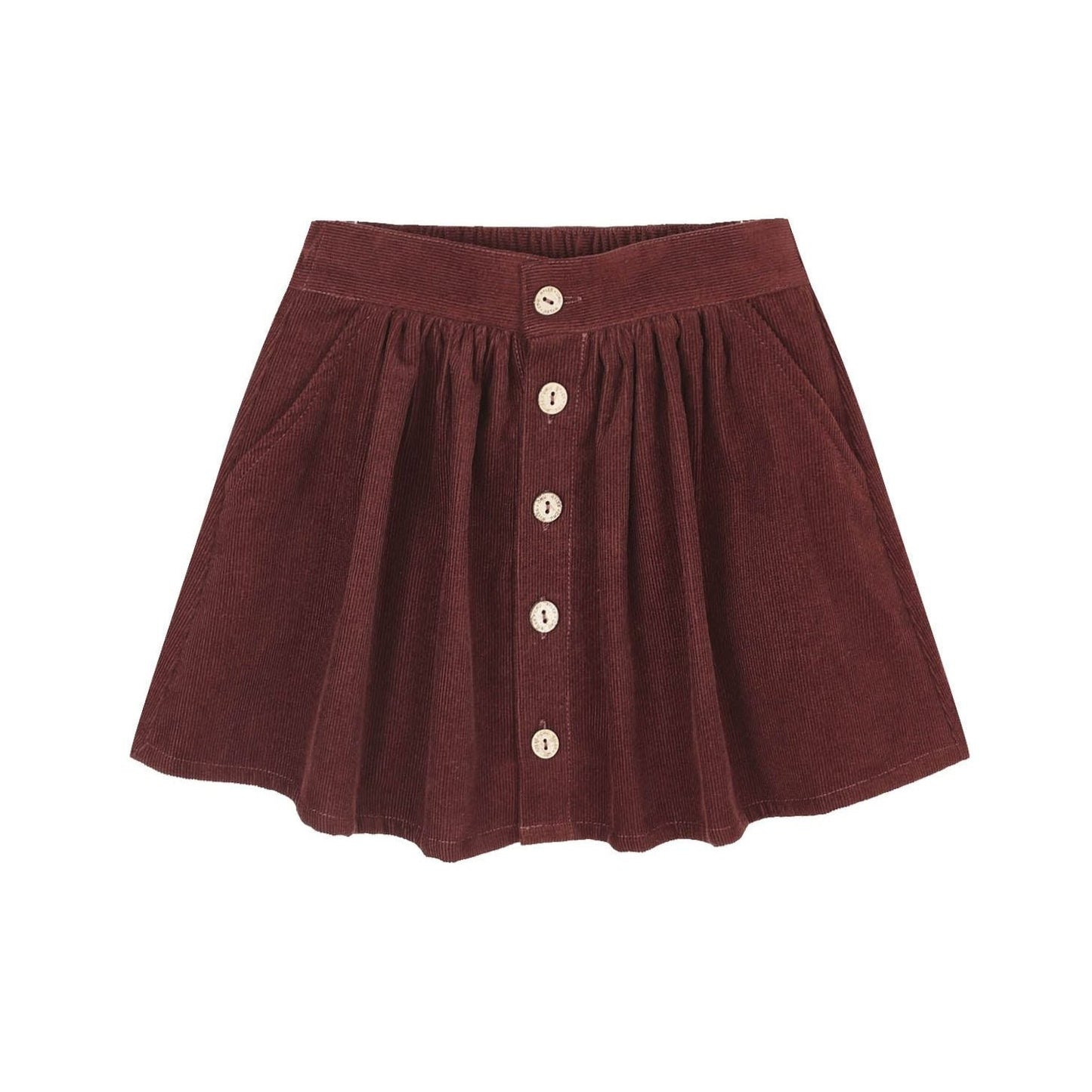 Button Front Mini Skirt || Burgundy