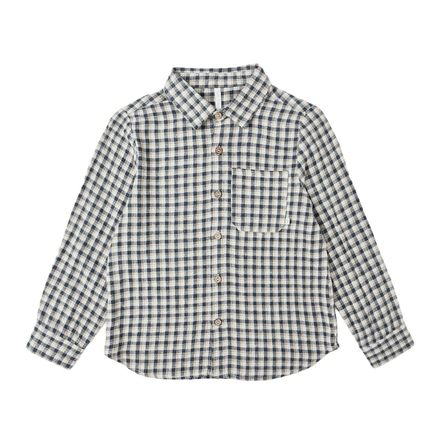Collared Long Sleeve Shirt || Navy Check