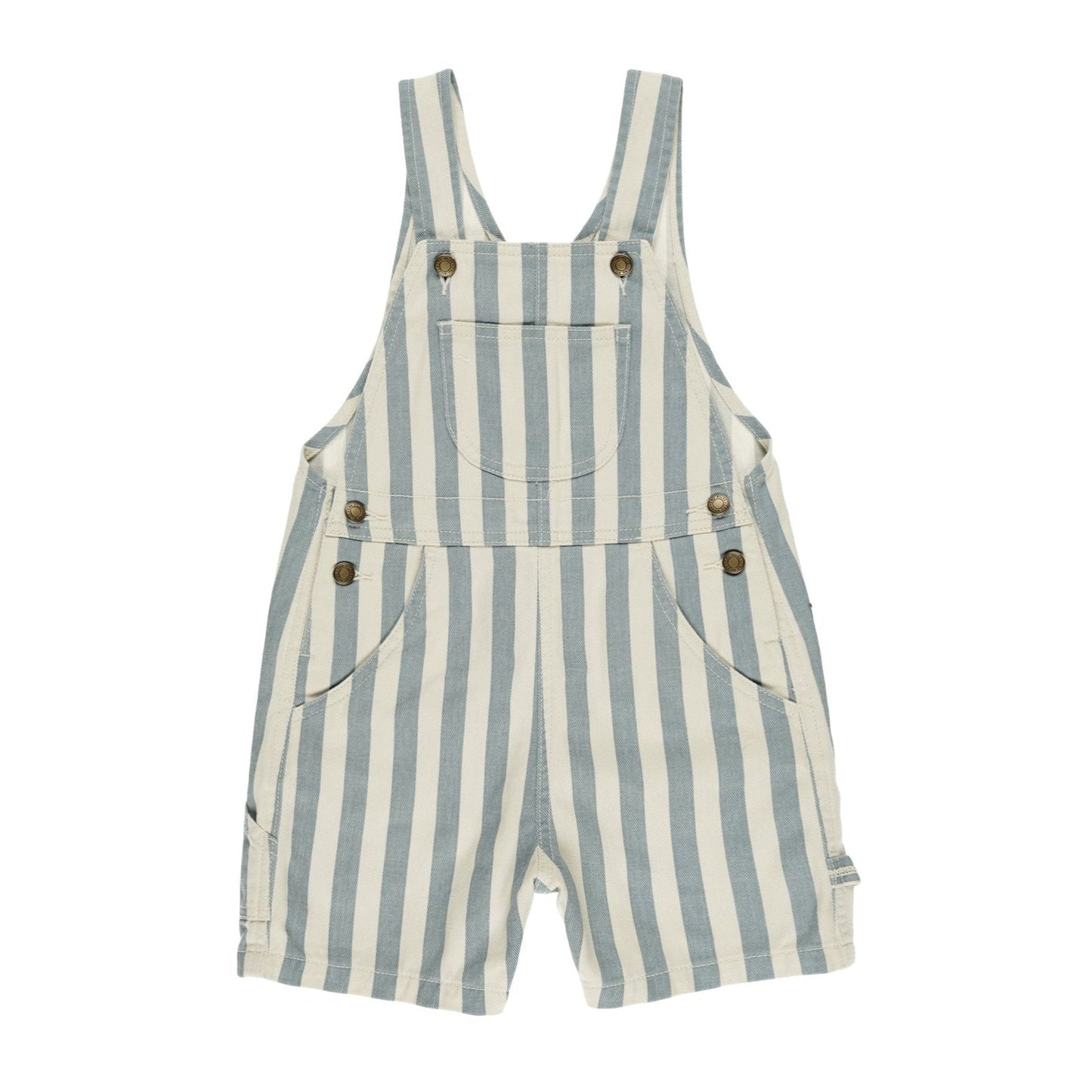 Denim Shortalls || Ocean Stripe